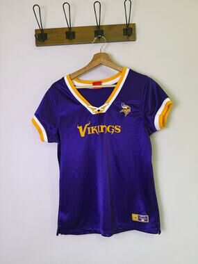 Vintage Y2K Minnesota Vikings Lace Up Jersey Top Purple NFL Women’s